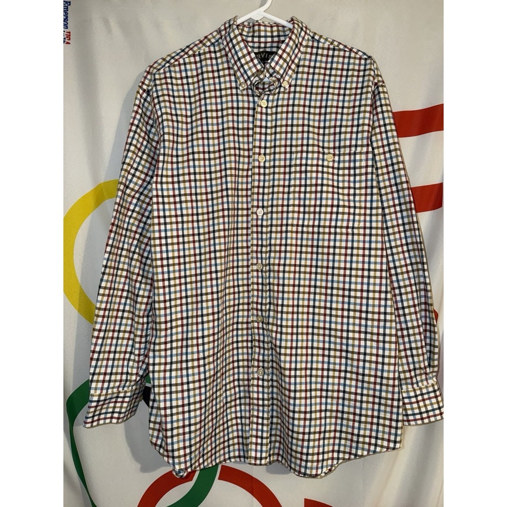 Orvis Button Up Shirt Mens Large Multicolor Plaid Long Sleeve Cotton